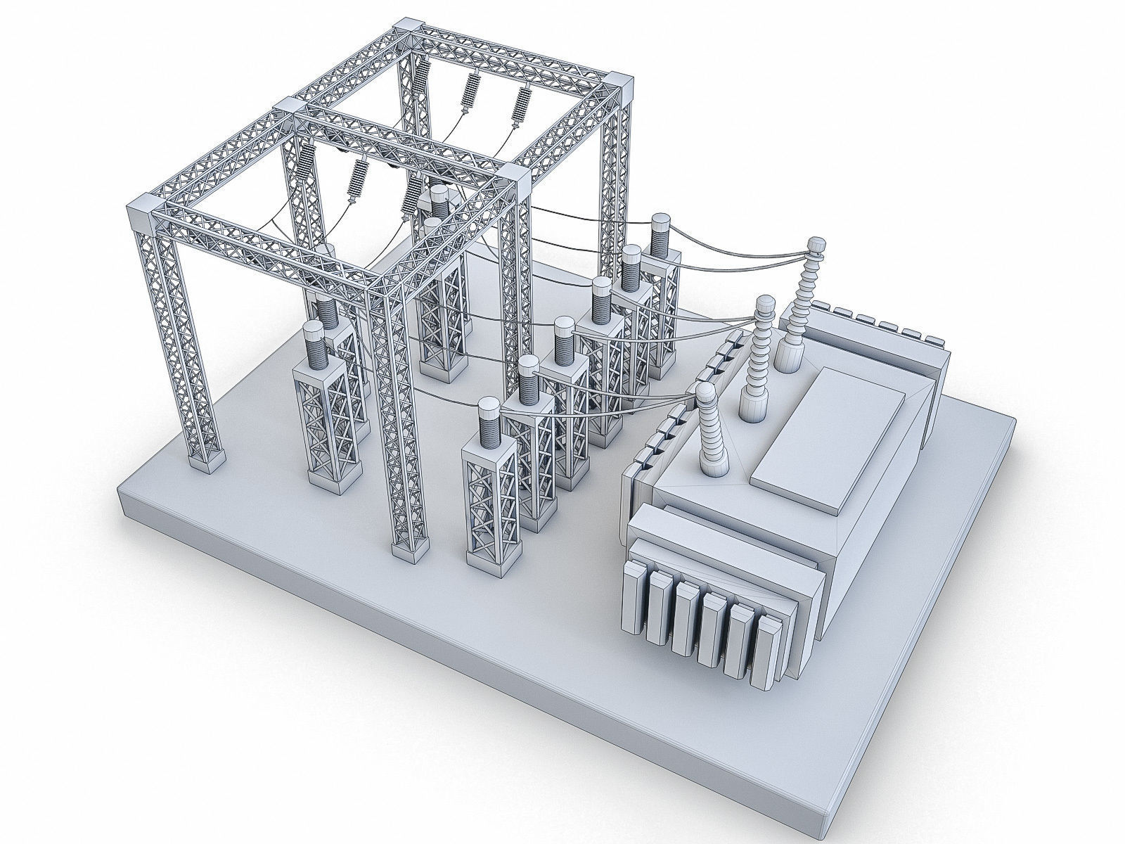 Gas Turbine Plant - Full Set Low-poly 3D model_31