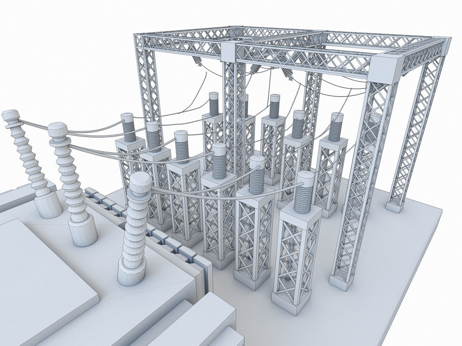Gas Turbine Plant - Full Set Low-poly 3D model_35