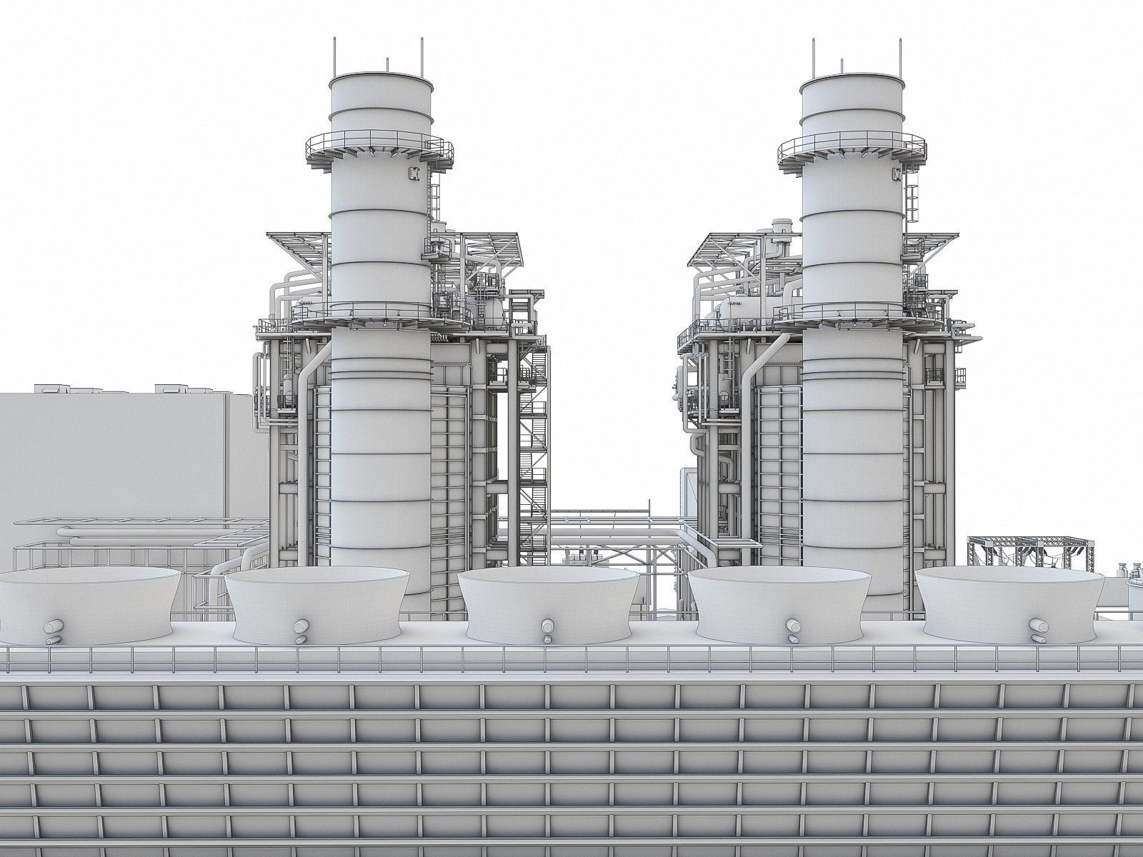 Gas Turbine Plant - Full Set Low-poly 3D model_55