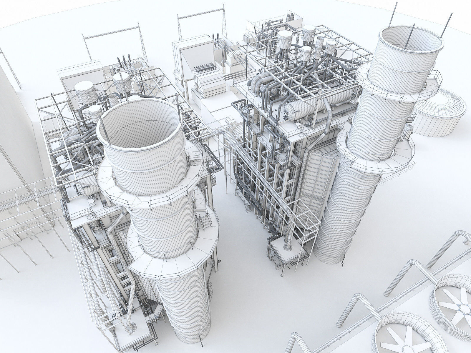 Gas Turbine Plant - Full Set Low-poly 3D model_49
