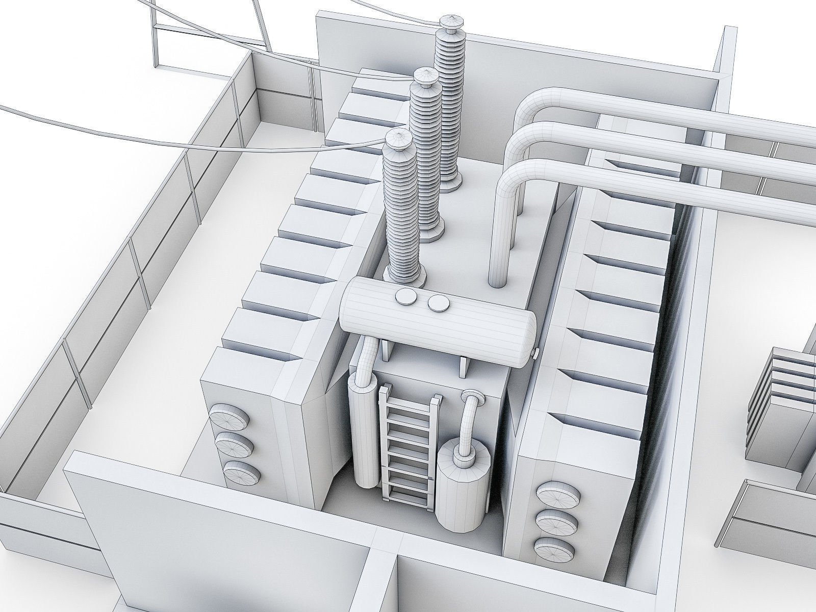 Gas Turbine Plant - Full Set Low-poly 3D model_36