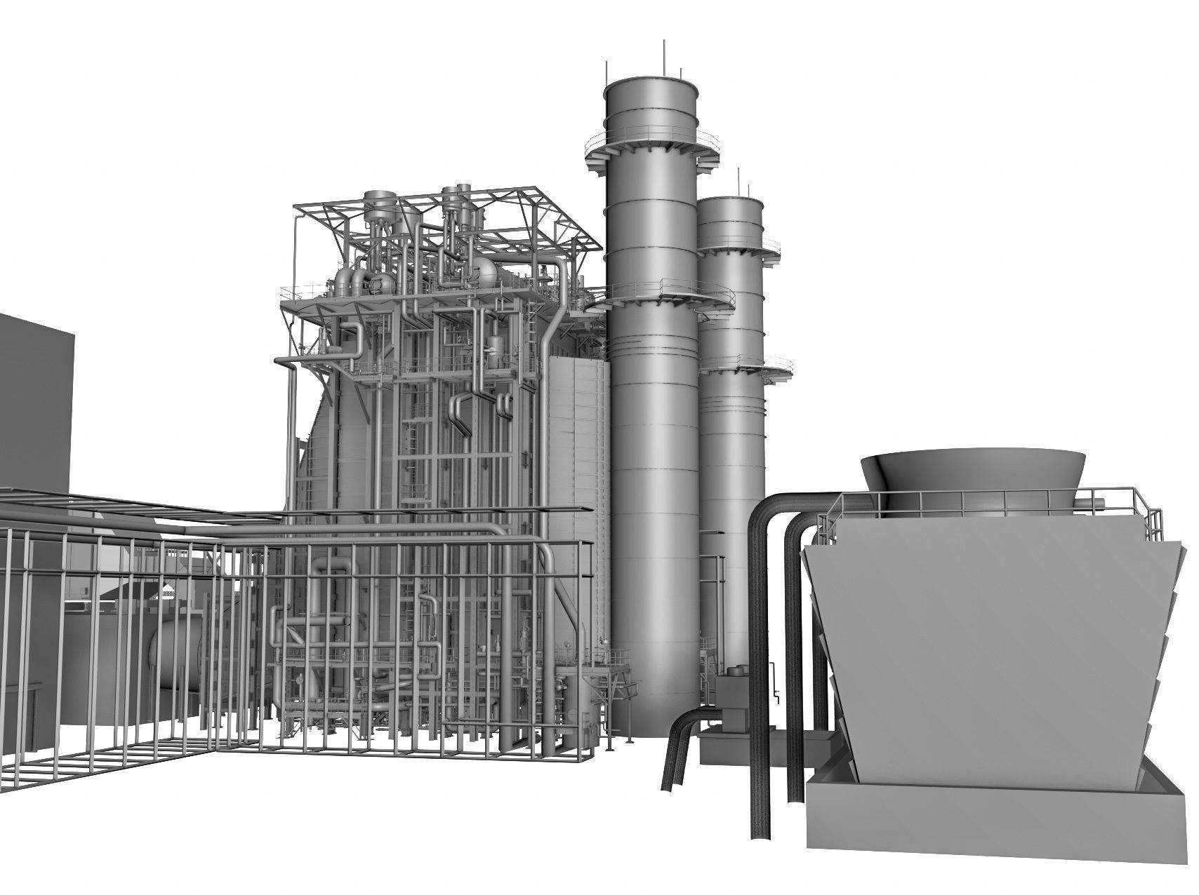 Gas Turbine Plant - Full Set Low-poly 3D model_65