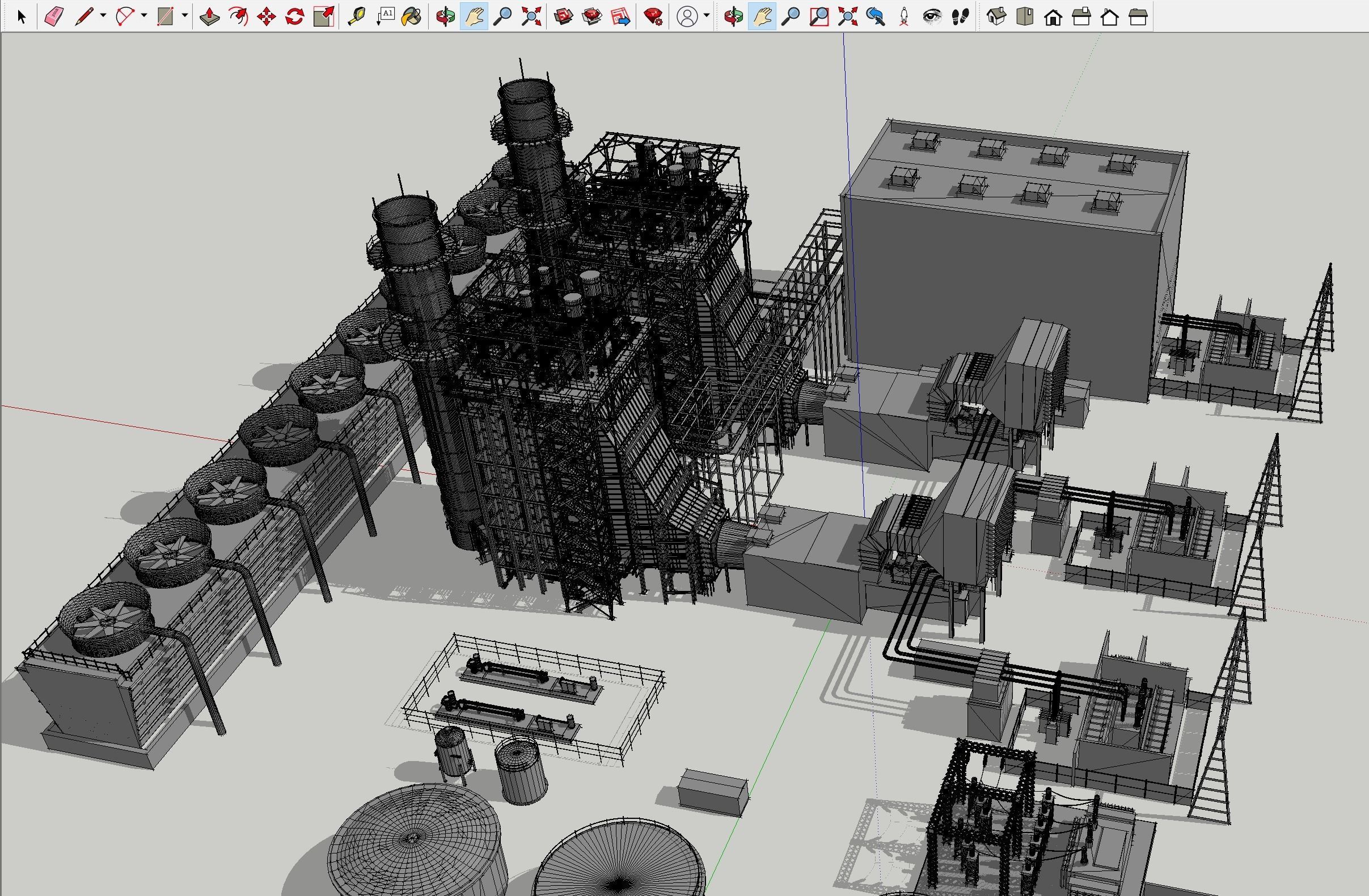Gas Turbine Plant - Full Set Low-poly 3D model_70