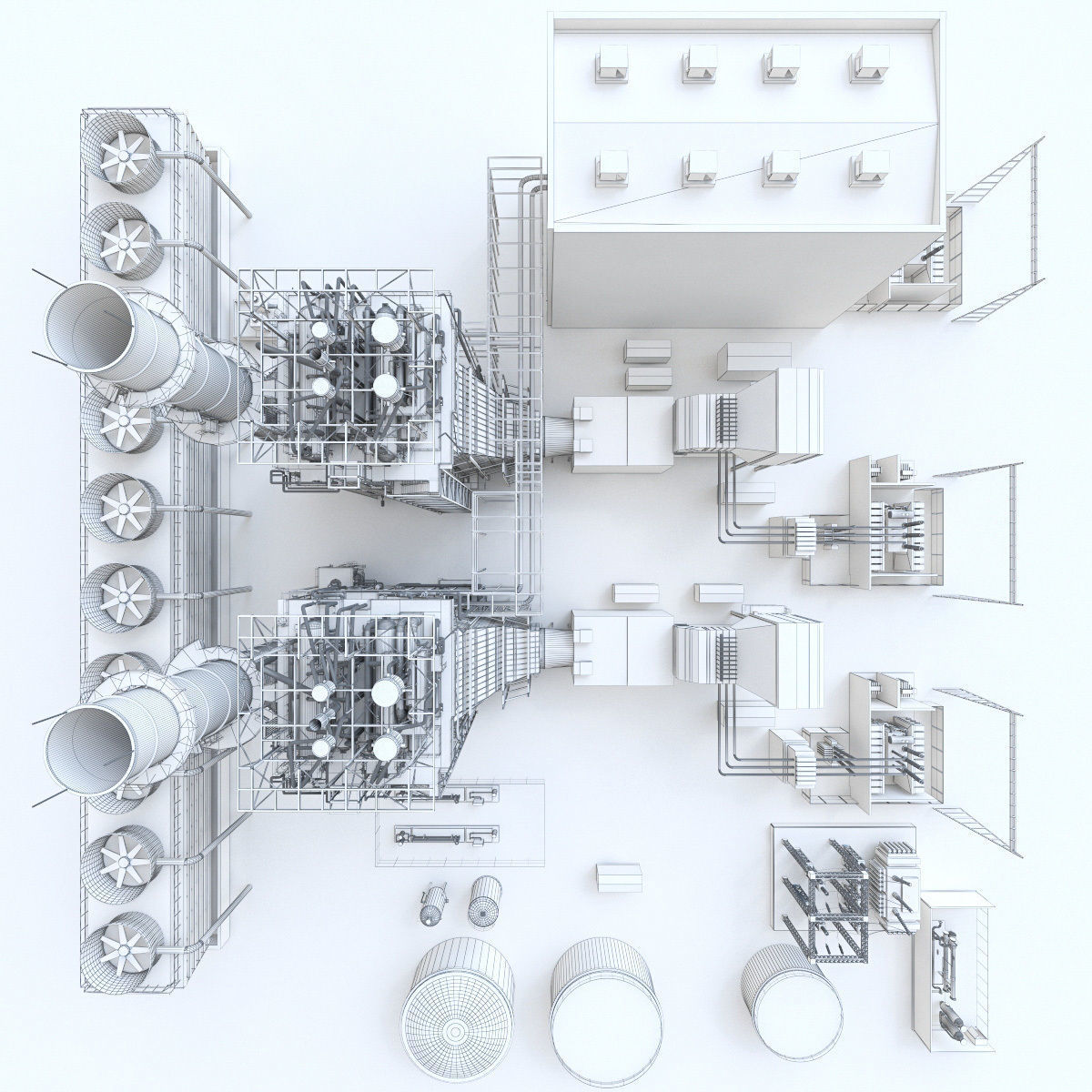 Gas Turbine Plant - Full Set Low-poly 3D model_44