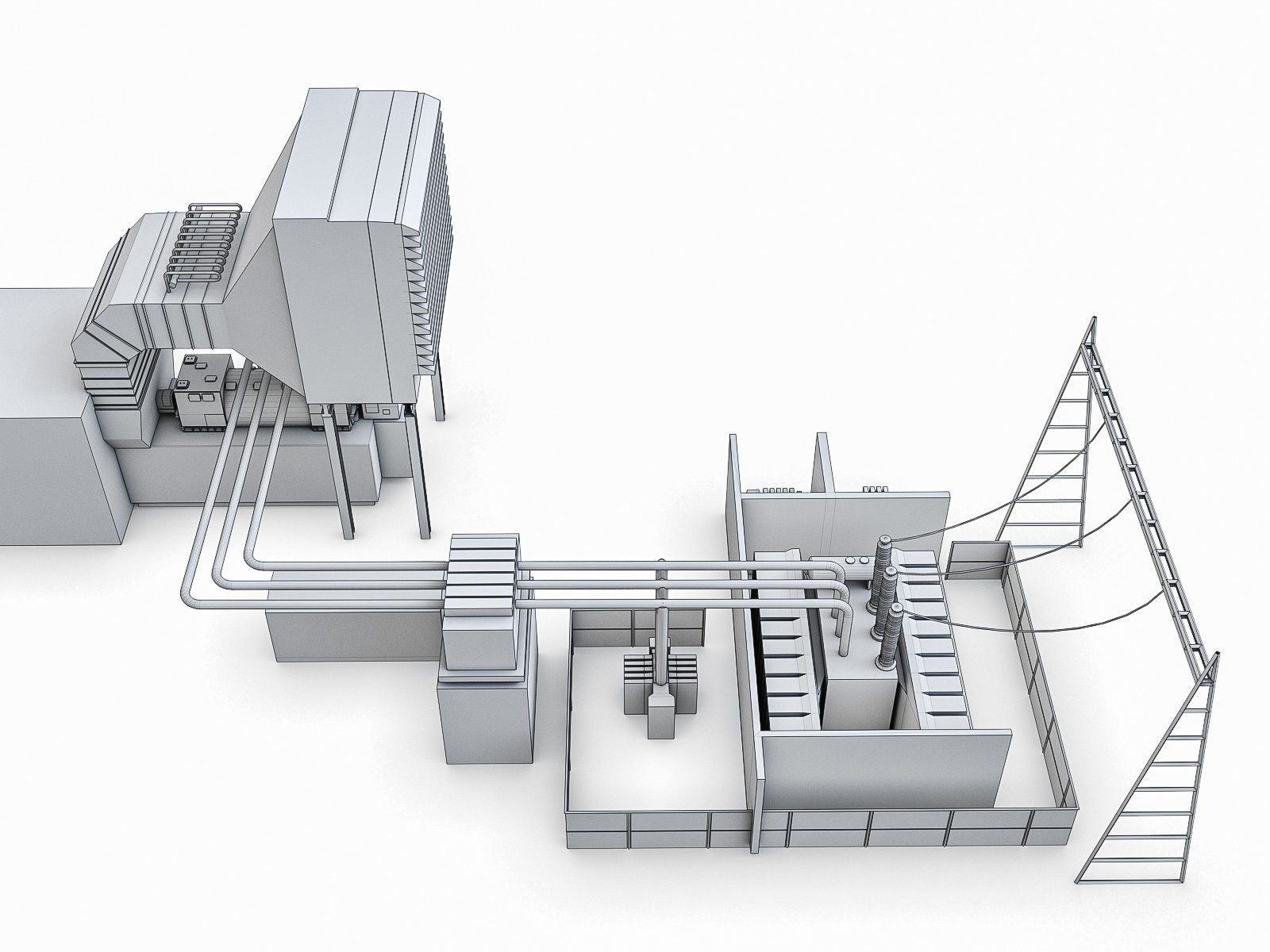 Gas Turbine Plant - Full Set Low-poly 3D model_26