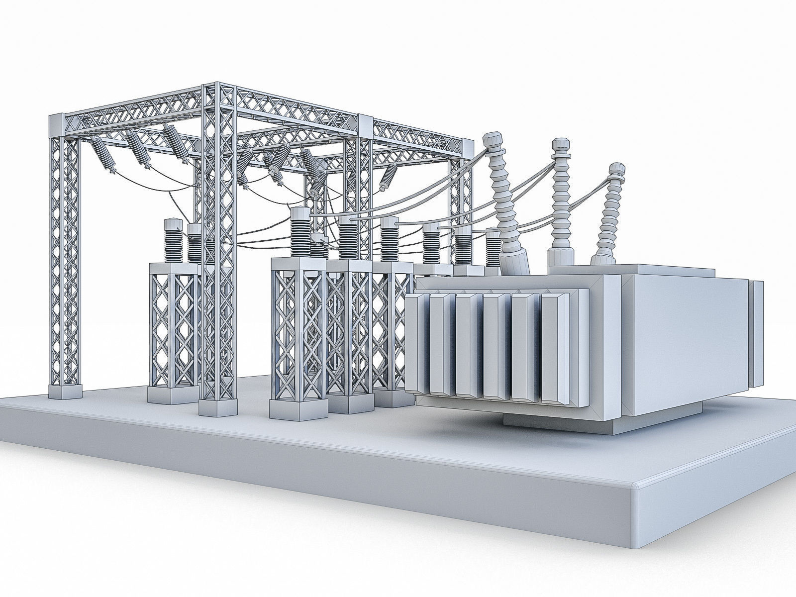 Gas Turbine Plant - Full Set Low-poly 3D model_33
