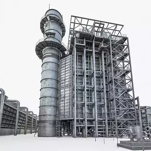 Gas Turbine Plant - Full Set Low-poly 3D model 2