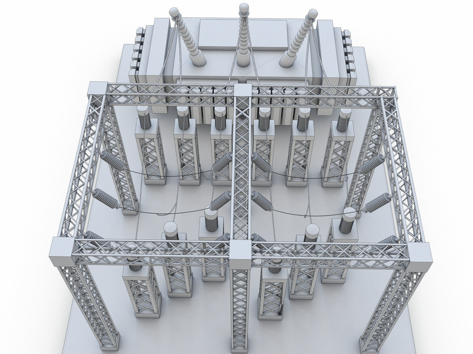 Gas Turbine Plant - Full Set Low-poly 3D model_38