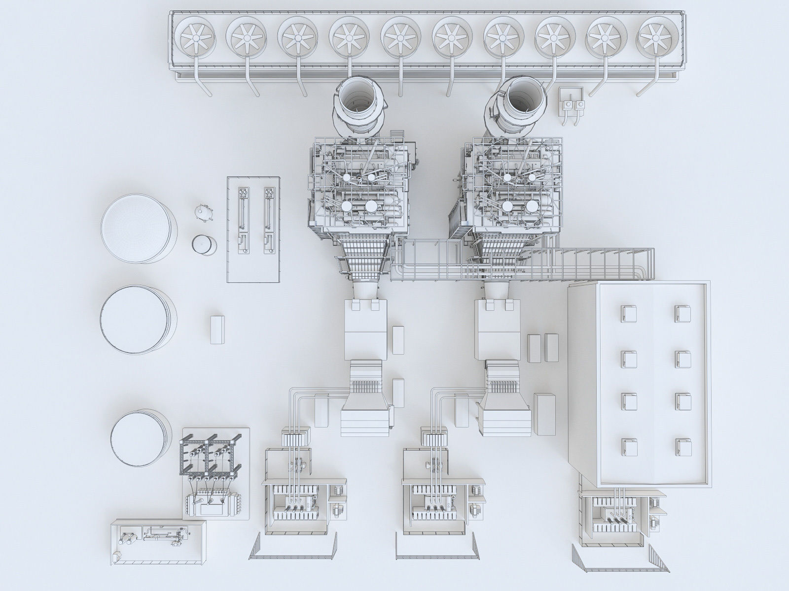 Gas Turbine Plant - Full Set Low-poly 3D model_45