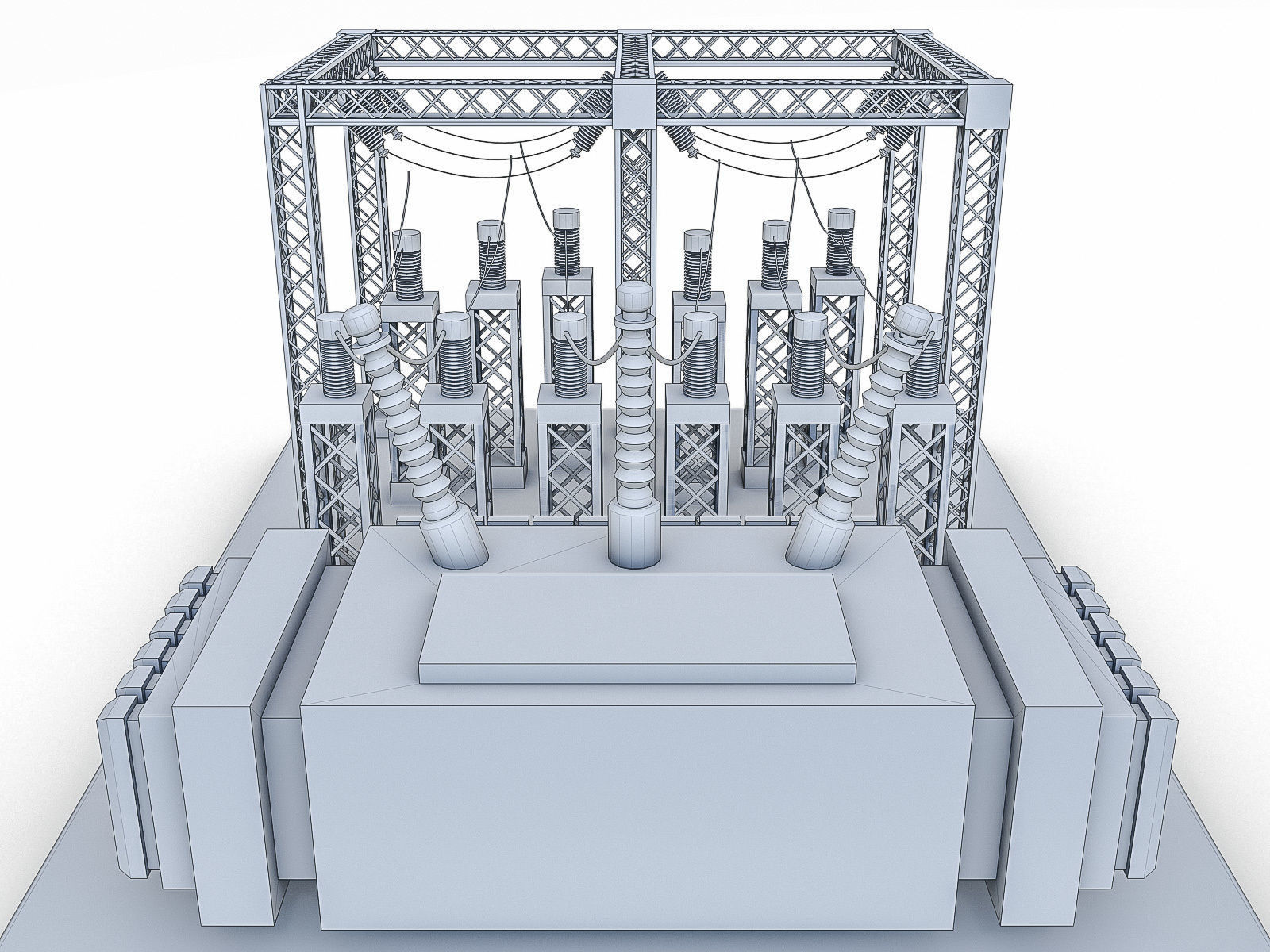 Gas Turbine Plant - Full Set Low-poly 3D model_40