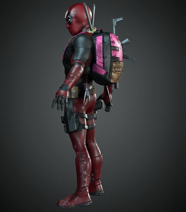 deadpool Super hero Low-poly 3D model_7