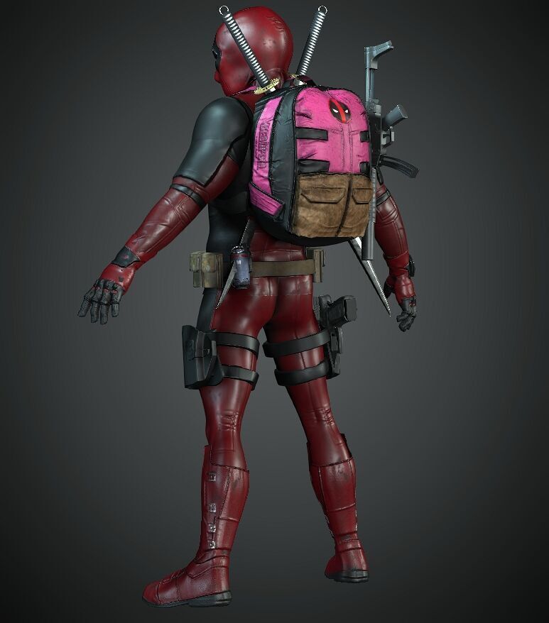 deadpool Super hero Low-poly 3D model_5