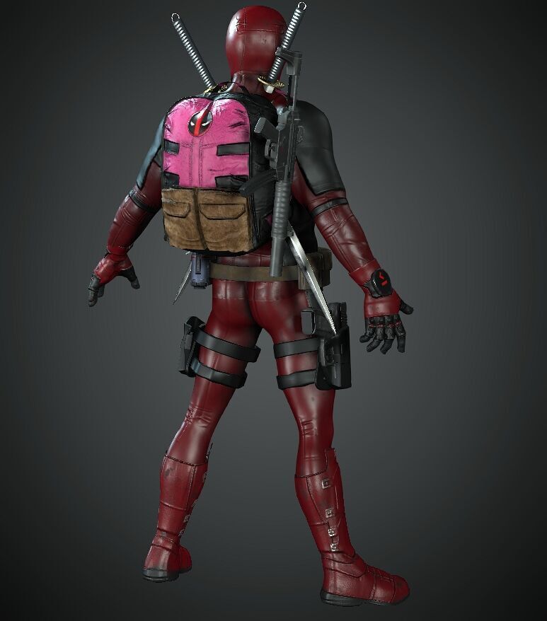 deadpool Super hero Low-poly 3D model_20