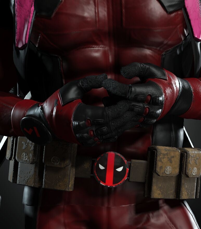 deadpool Super hero Low-poly 3D model_2