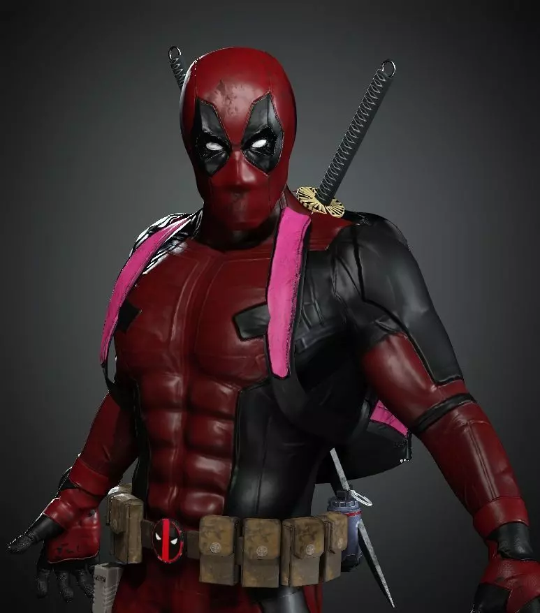 deadpool Super hero Low-poly 3D model_0
