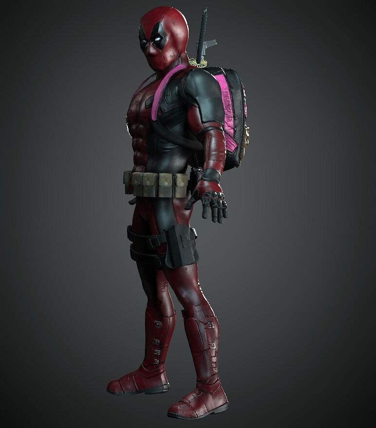 deadpool Super hero Low-poly 3D model_6