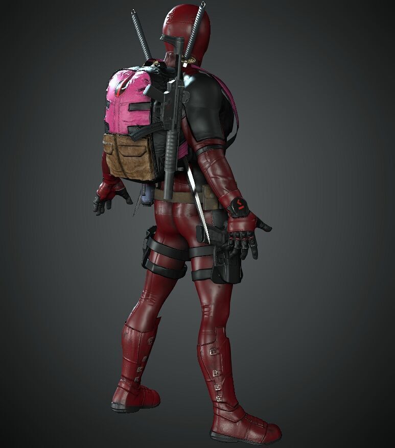 deadpool Super hero Low-poly 3D model_19