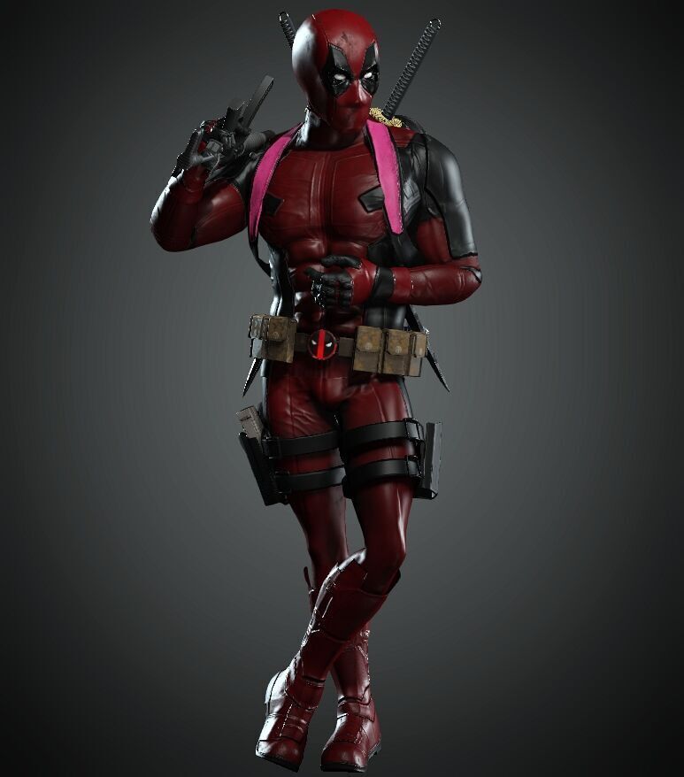 deadpool Super hero Low-poly 3D model_11