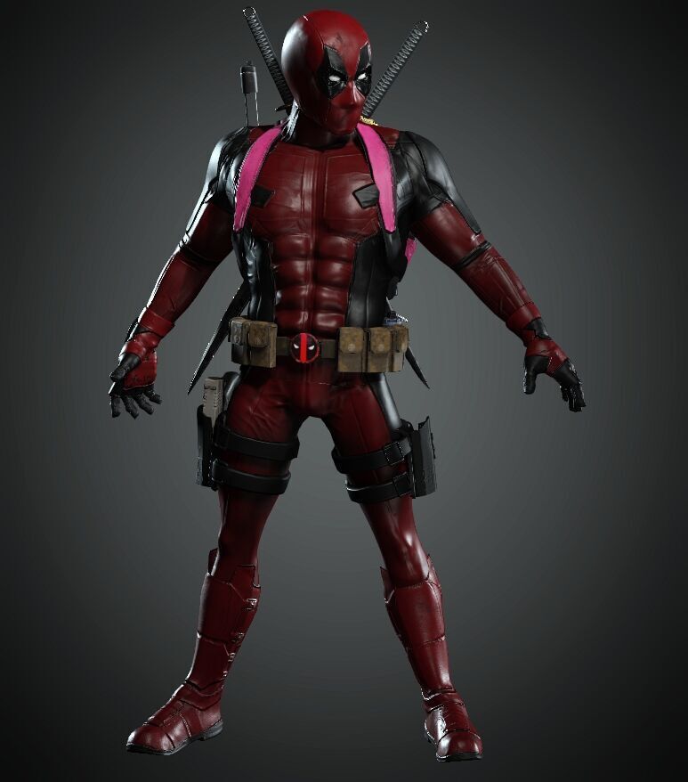 deadpool Super hero Low-poly 3D model_9
