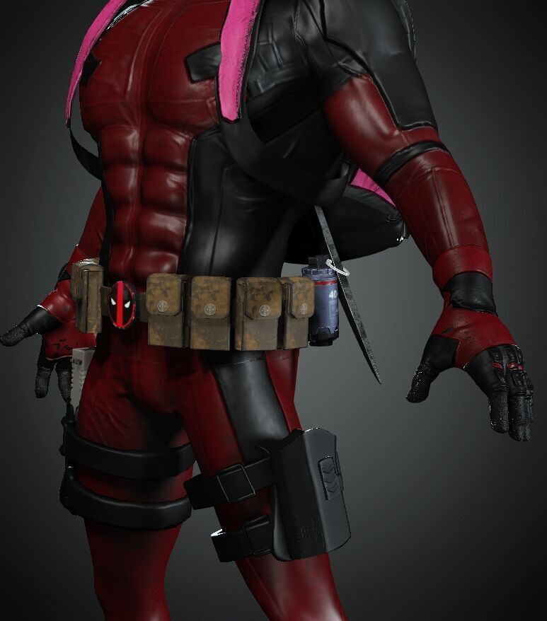 deadpool Super hero Low-poly 3D model_3