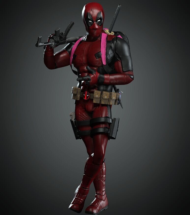 deadpool Super hero Low-poly 3D model_13