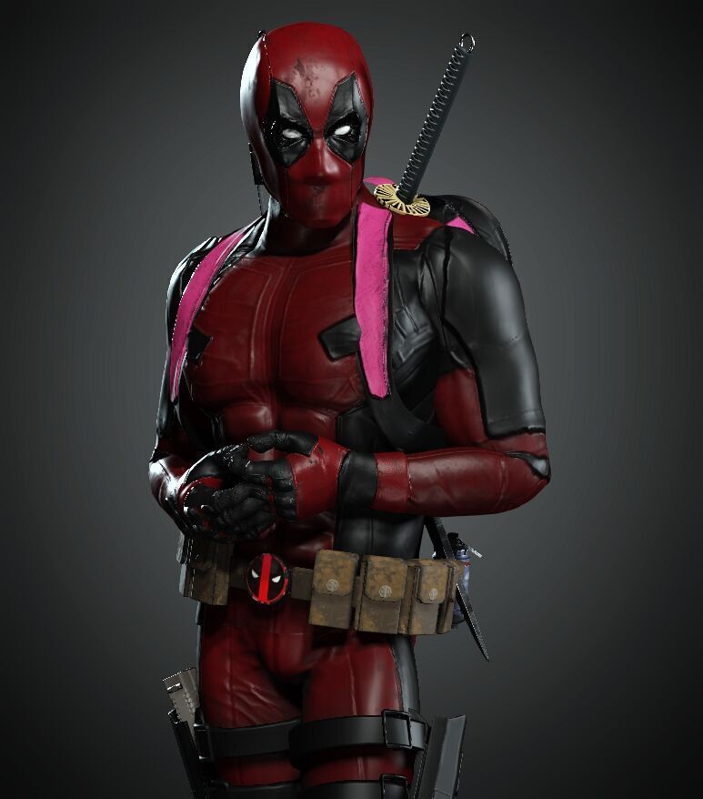 deadpool Super hero Low-poly 3D model_1