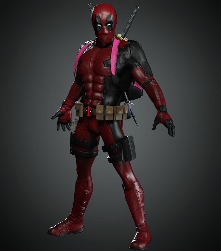 deadpool Super hero Low-poly 3D model_8