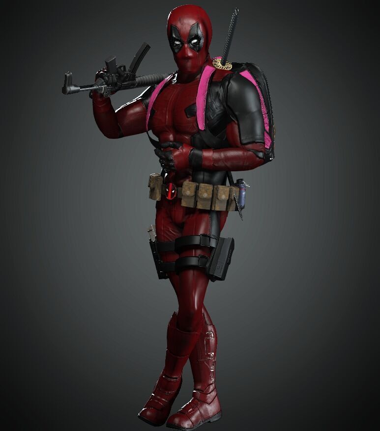 deadpool Super hero Low-poly 3D model_12