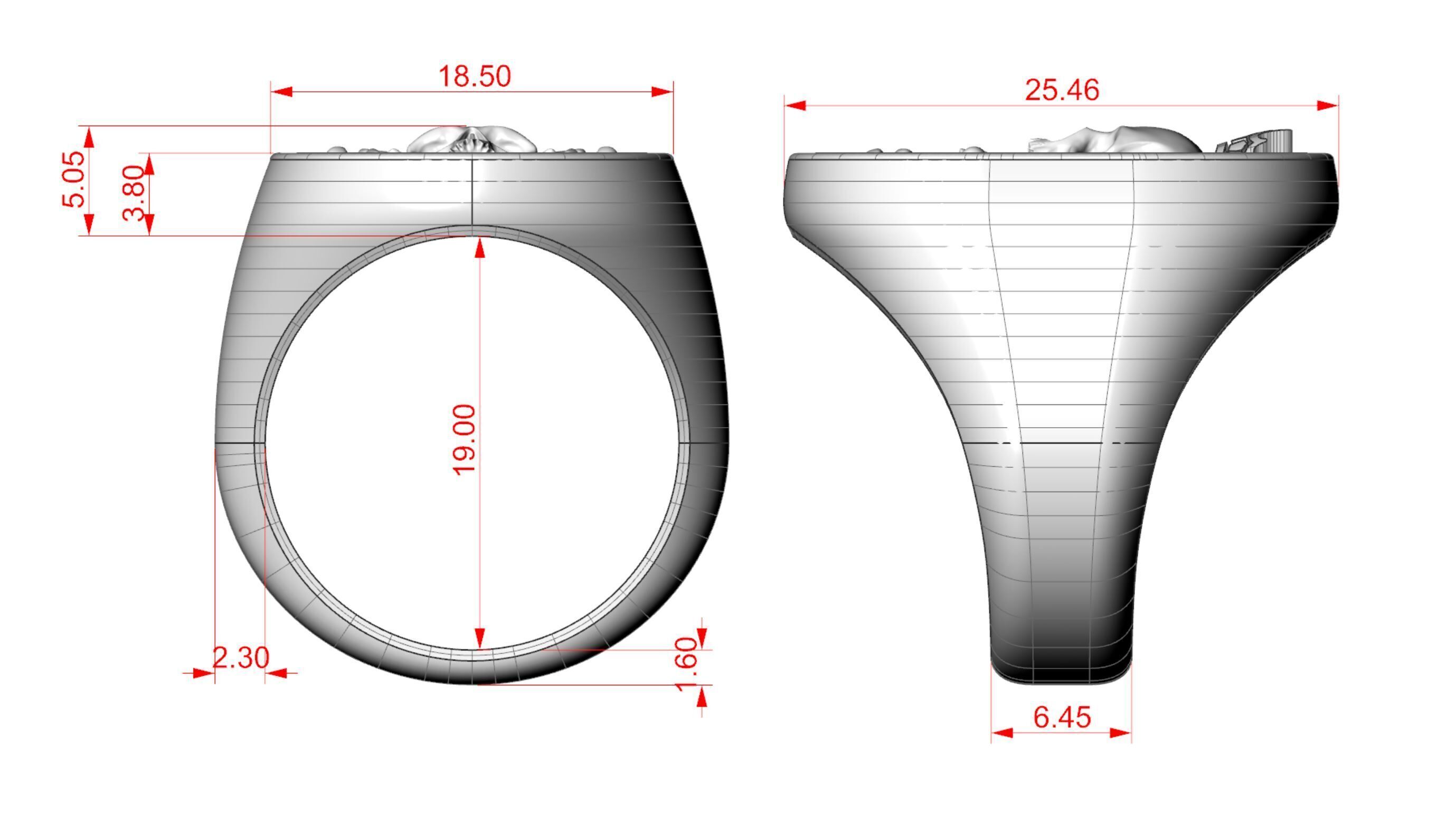 Skull Crown Signet Ring 3D print model_8