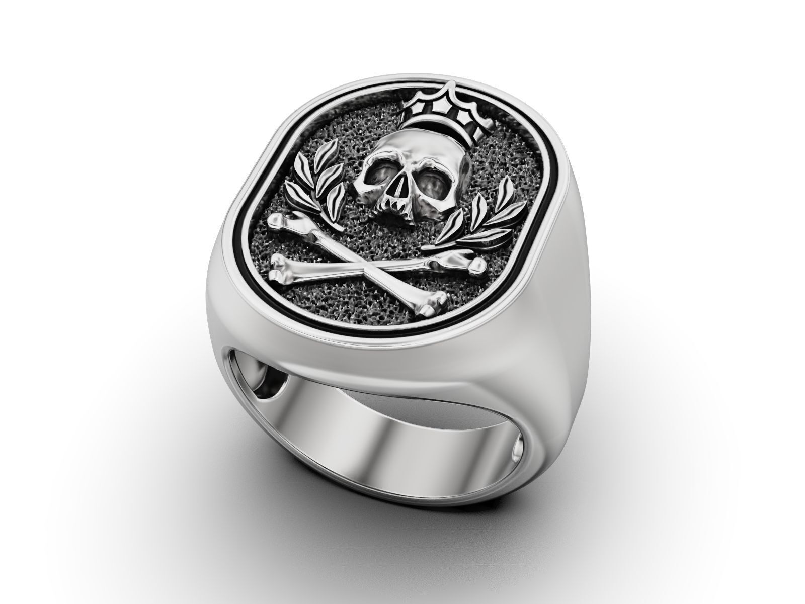 Skull Crown Signet Ring 3D print model_6