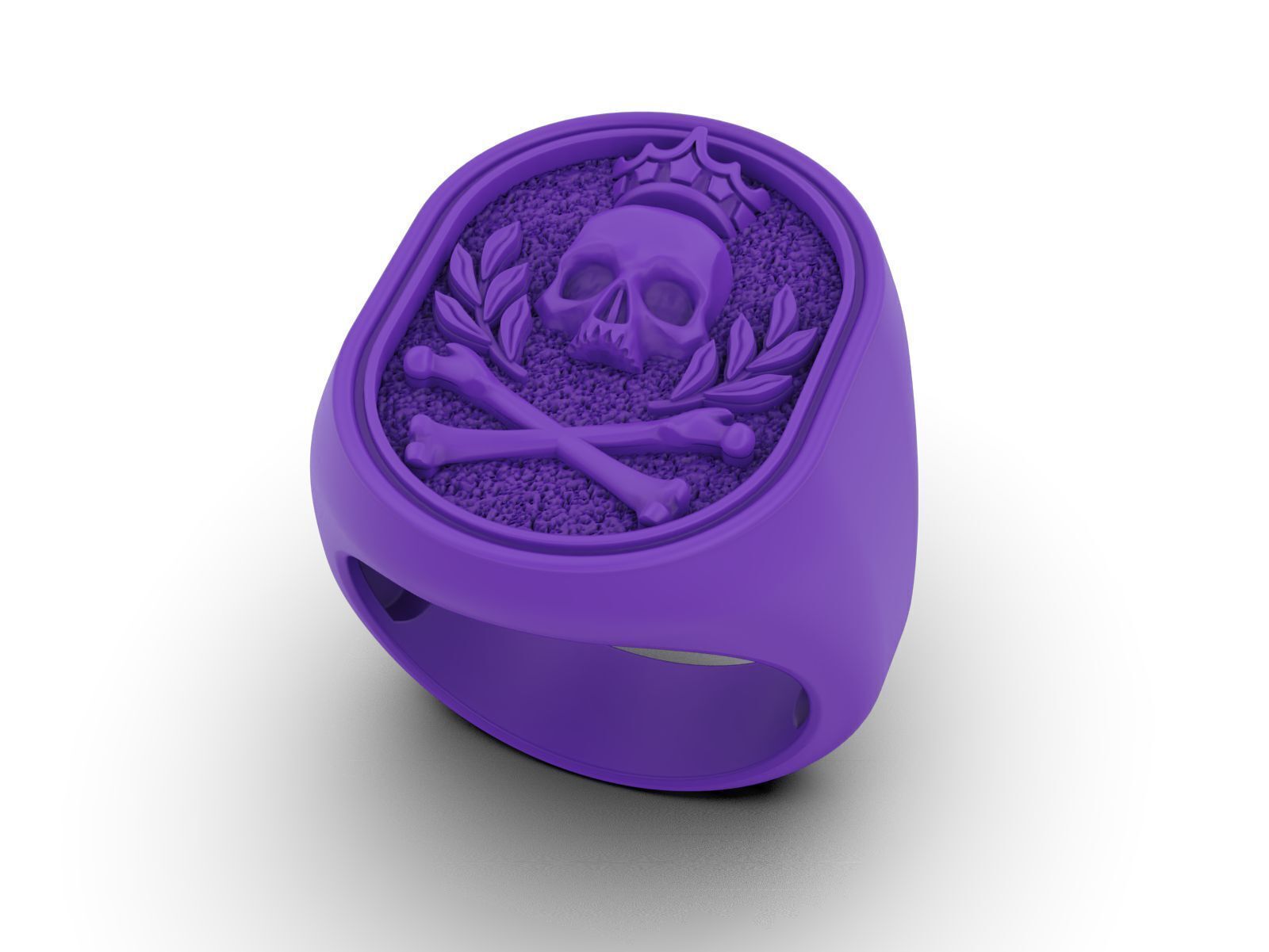 Skull Crown Signet Ring 3D print model_7