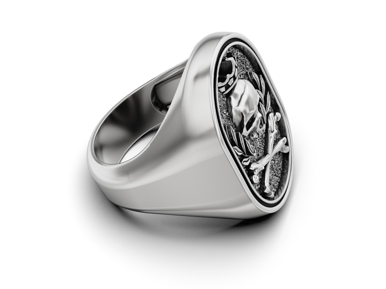 Skull Crown Signet Ring 3D print model_5