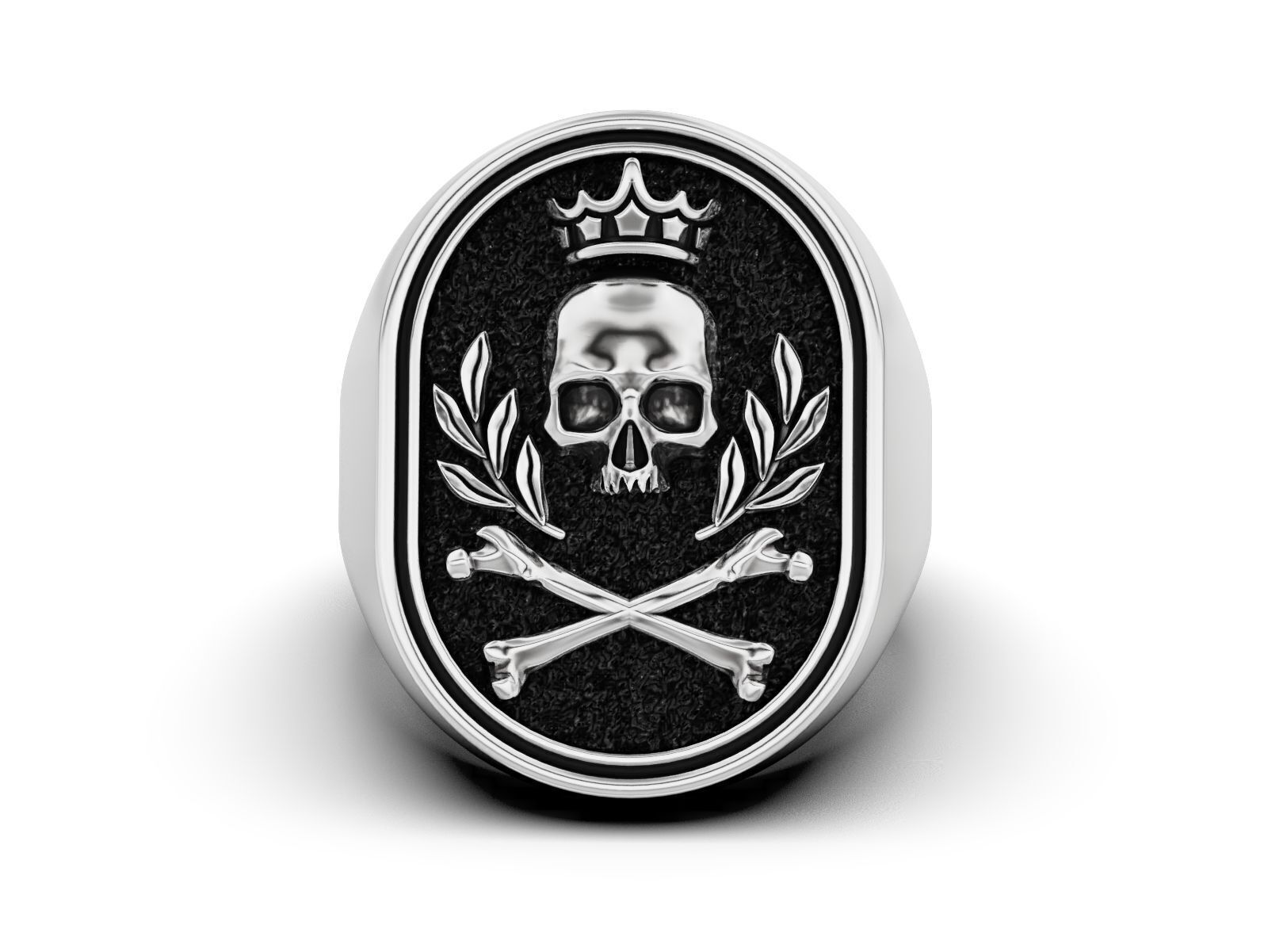 Skull Crown Signet Ring 3D print model_2