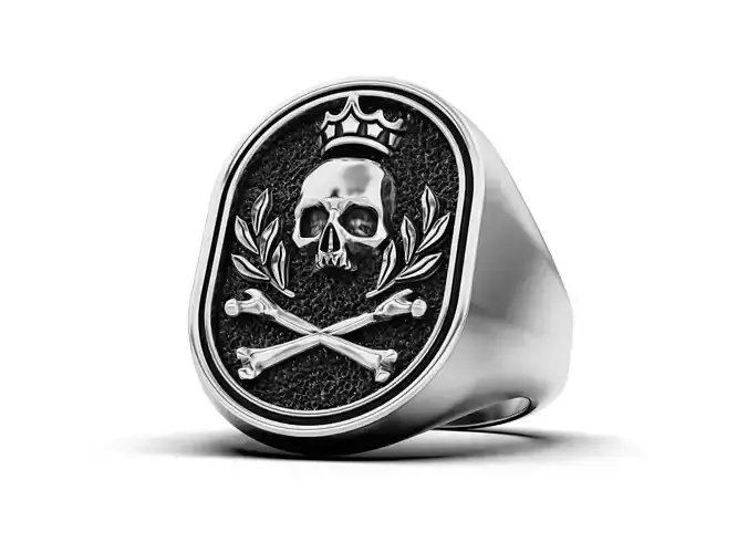 Skull Crown Signet Ring 3D print model