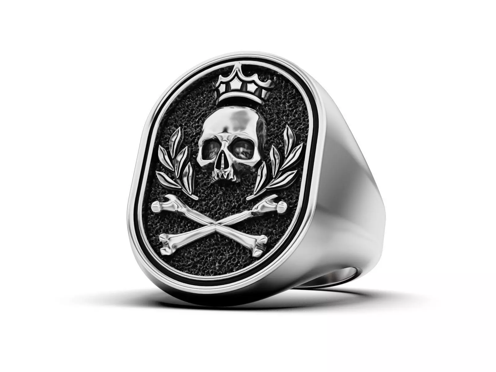 Skull Crown Signet Ring 3D print model_0