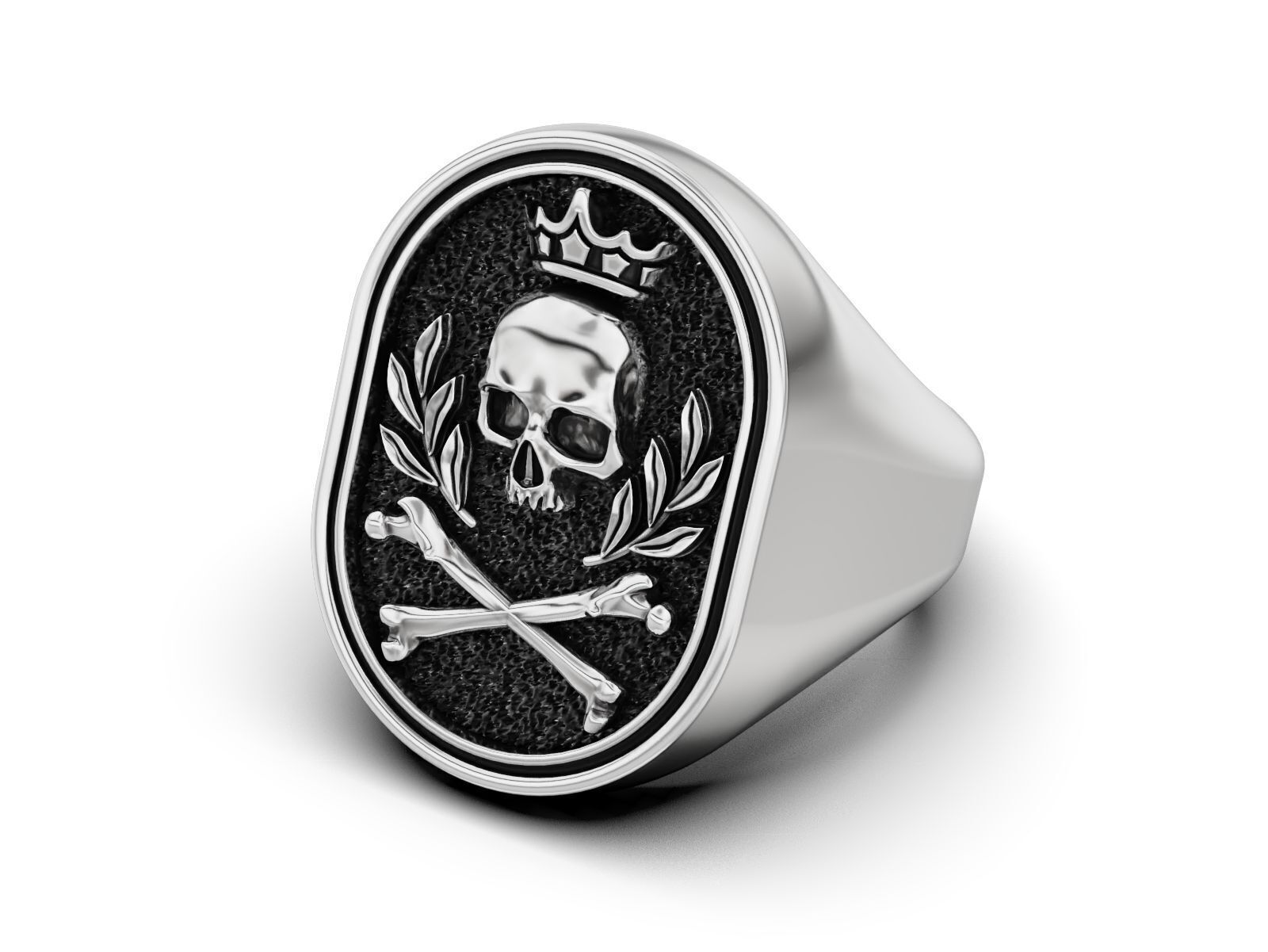 Skull Crown Signet Ring 3D print model_3
