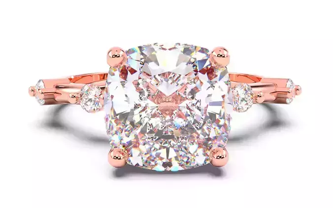Asscher Diamond Solitaire Ring 3D print model 3D print model