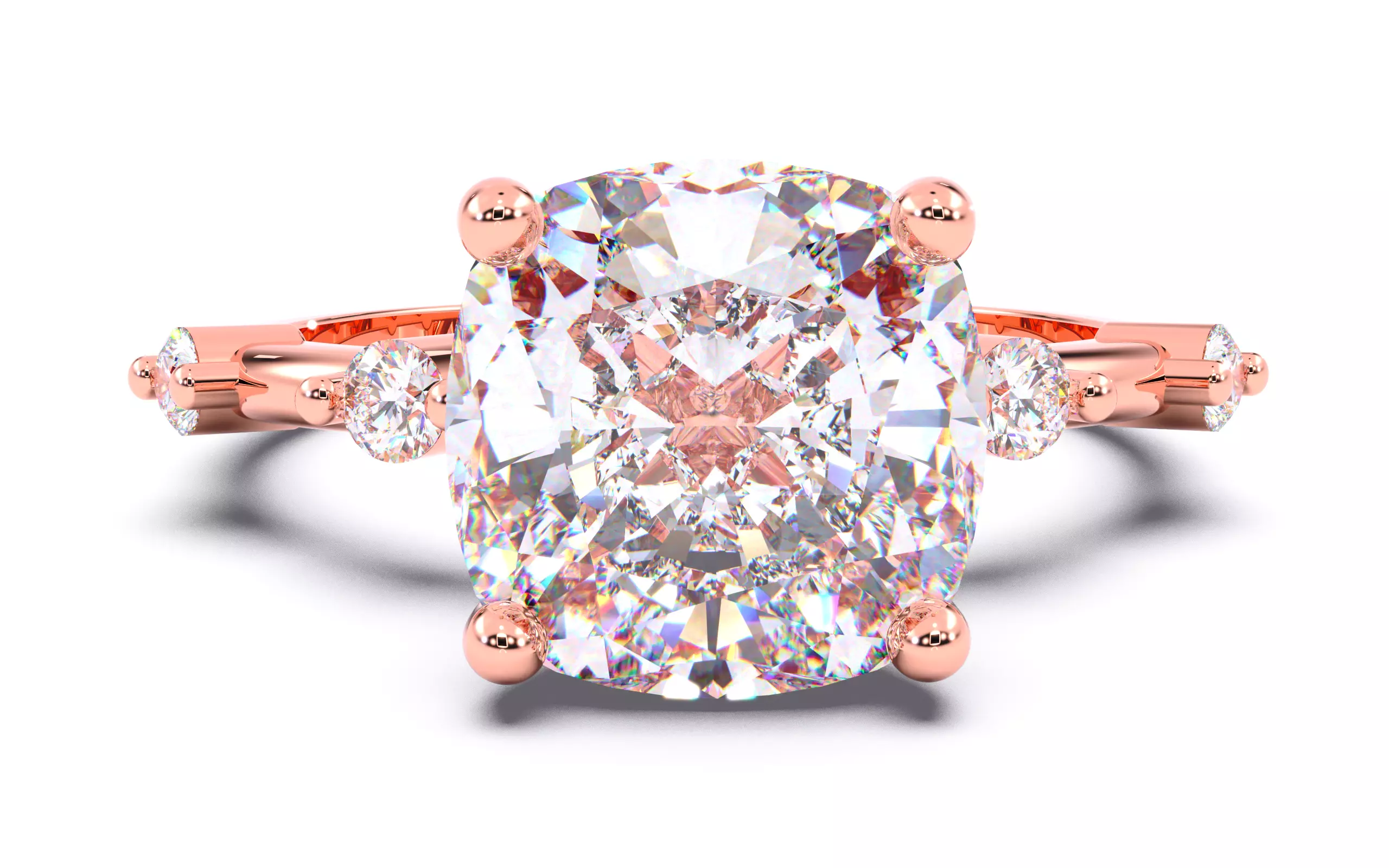 Cushion Diamond Solitaire Ring 3D print model 3D print model