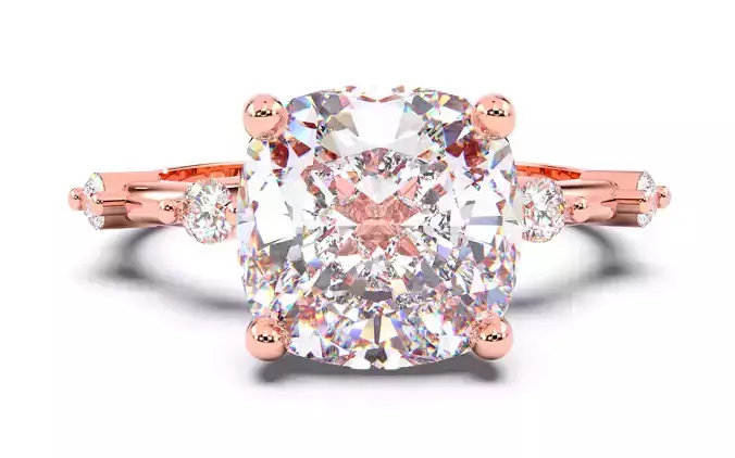 Cushion Diamond Solitaire Ring 3D print model 3D print model