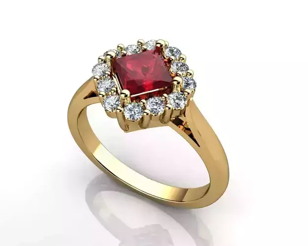 Diamond and Ruby FireCracker Ring 18K