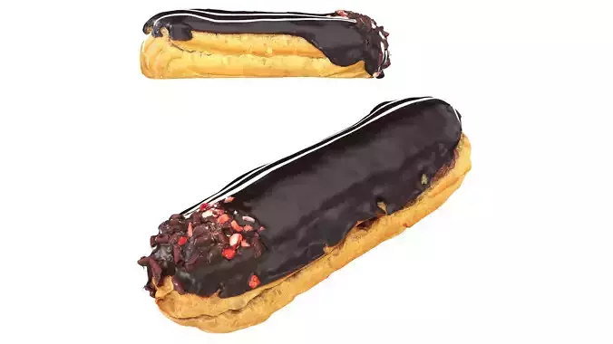 Chocolate eclair Low-poly 3D model
