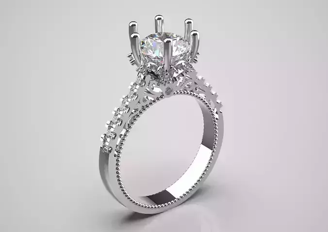 Solitaire engagement ring with diamond model sr0080 3D print model