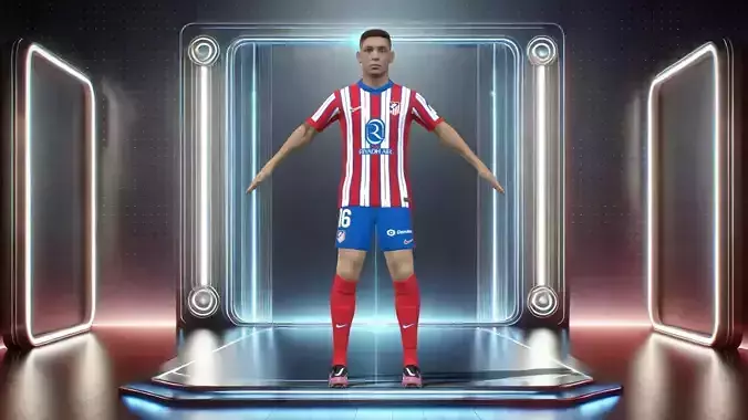 3D Rigged Nahuel Molina Atletico Madrid 2025 Low-poly 3D model