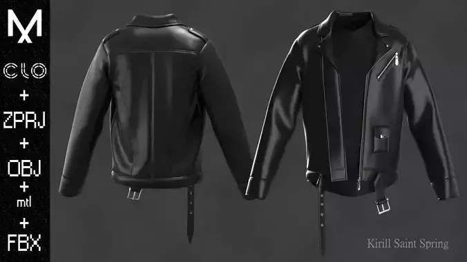 Leather Jacket Marvelous designer Clo3d OBJ mtl FBX ZPRJ