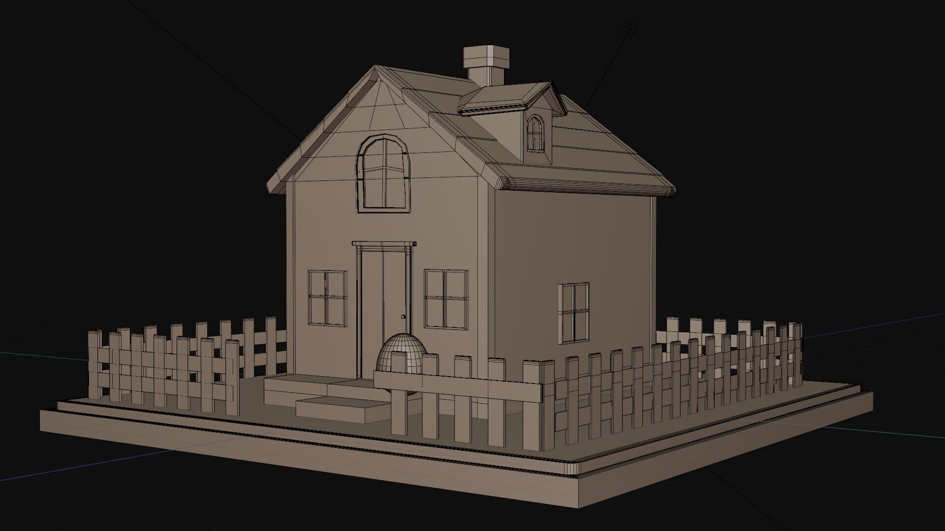 Low Poly Cartoon House Low-poly 3D model_15
