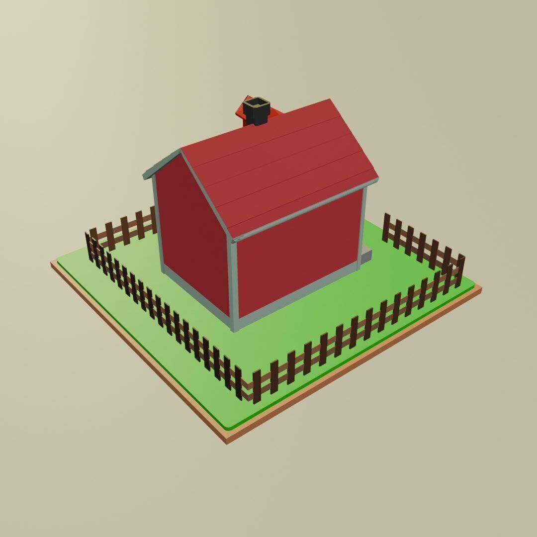Low Poly Cartoon House Low-poly 3D model_10