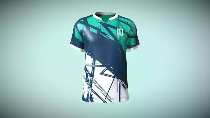 Soccer Teaques Blue With White Jersey Player-10 In Low Poly