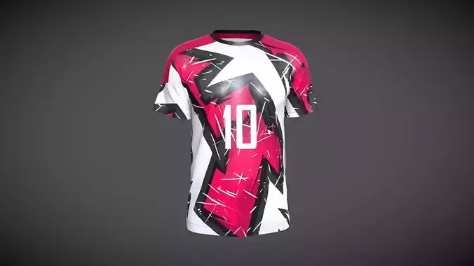 Soccer White With Multi Color Jersey Player-10 In Low Poly