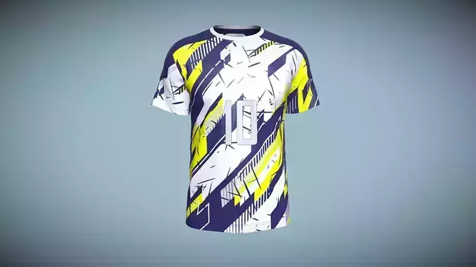 Soccer Yellow With Multi Color Blue Jersey In Low Poly Low-poly 3D model