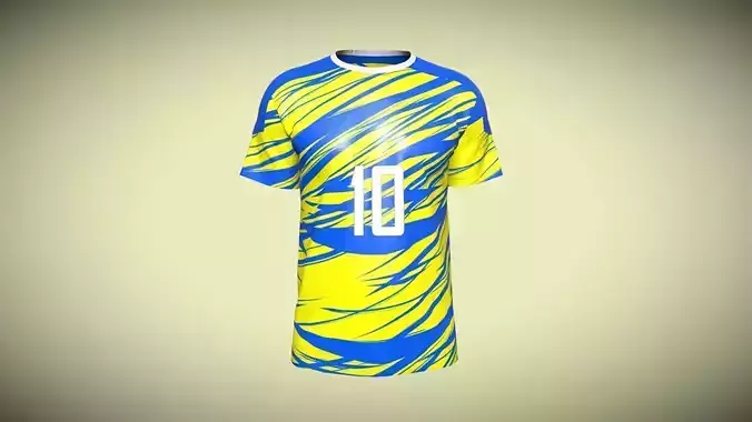 Soccer Yellow With Sky Blue Jersey Player-10 In Low Poly Low-poly 3D model